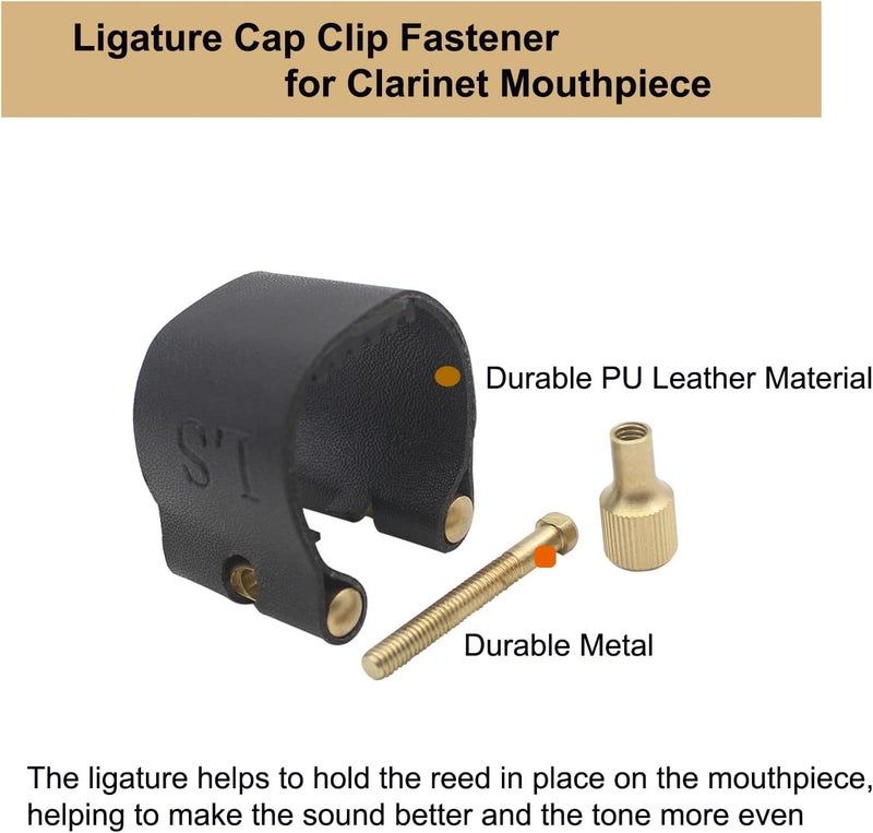 YUNNLEZT Bb Clarinet Leather Ligature and Plastic Clarinet Mouthpiece Cap Ligature Fastener Mouthpiece Cover for Clarinet - Image 3